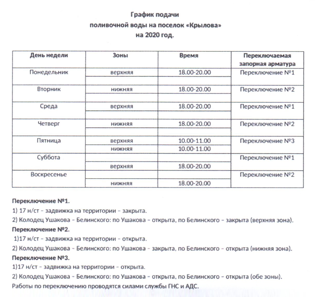 График работы водоканала на праздники Вниманию жителей поселка "Крылова"